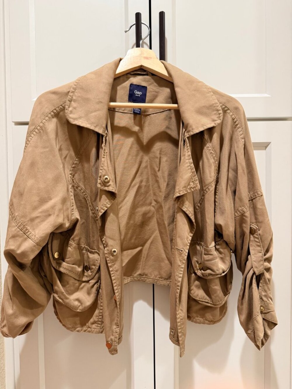 GAP Women's Khaki Utility Jacket Snap Button Size S
